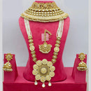 Manisha Jewellery Gold Plated Pota Stone And Pearls Double Necklace Set