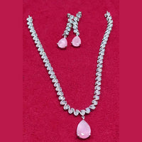 Manisha Jewellery Silver Plated American Diamond Necklace Set