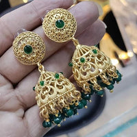 Manisha Jewellery Gold  Plated Pota Stone And Pearls Jhumki Earrings