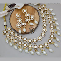 Manisha Jewellery Gold Plated  Kundan Stone And Beads Double Layer Necklace Set
