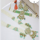 Manisha Jewellery Gold Plated Crystal Stone And Pearls Double Necklace Set