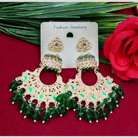 Manisha Jewellery Gold Plated Kundan Stone And Beads Meenakari Dangler Earrings