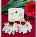 Manisha Jewellery Gold Plated Kundan Stone And Beads Meenakari Dangler Earrings