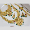 Manisha Jewellery Gold Plated Pota Stone And Beads Semi Bridal Necklace Set