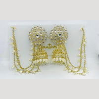 Manisha Jewellery Gold Plated Kundan Stone And Pearls Jhumki Earrings