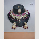 Manisha Jewellery Gold Plated Kundan Stone And Beads Meenakari Necklace Set