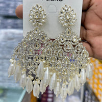 Manisha Jewellery Gold Plated Kundan Stone And Pearls Dangler Earrings