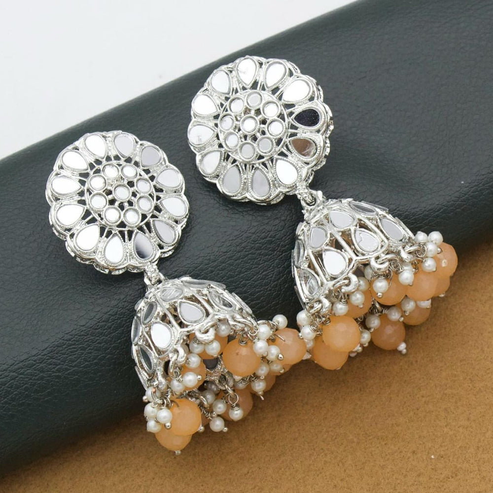 Manisha Jewellery Silver Plated Mirror And Pearls Jhumki Earrings