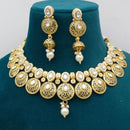 Manisha Jewellery Gold Plated Pota Stone And Pearls Necklace Set