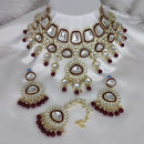Manisha Jewellery Gold Plated Kundan Stone And Pearls Meenakari Choker Necklace Set
