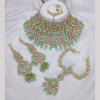 Manisha Jewellery Gold Plated Kundan Stone And Pearls Meenakari Choker Necklace Set