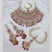 Manisha Jewellery Gold Plated Kundan Stone And Pearls Meenakari Choker Necklace Set