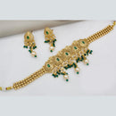 Manisha Jewellery Gold Plated Pota Stone And Pearls Choker Necklace Set