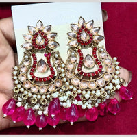 Manisha Jewellery Gold Plated Pota & Kundan Stone Dangler Earrings