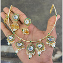 Manisha Jewellery Gold Plated Pota & Crystal Stone Necklace Set