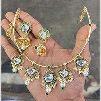 Manisha Jewellery Gold Plated Pota & Crystal Stone Necklace Set