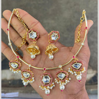 Manisha Jewellery Gold Plated Pota & Crystal Stone Necklace Set