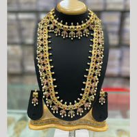 Manisha Jewellery Gold Plated Pota Stone Double Necklace Set