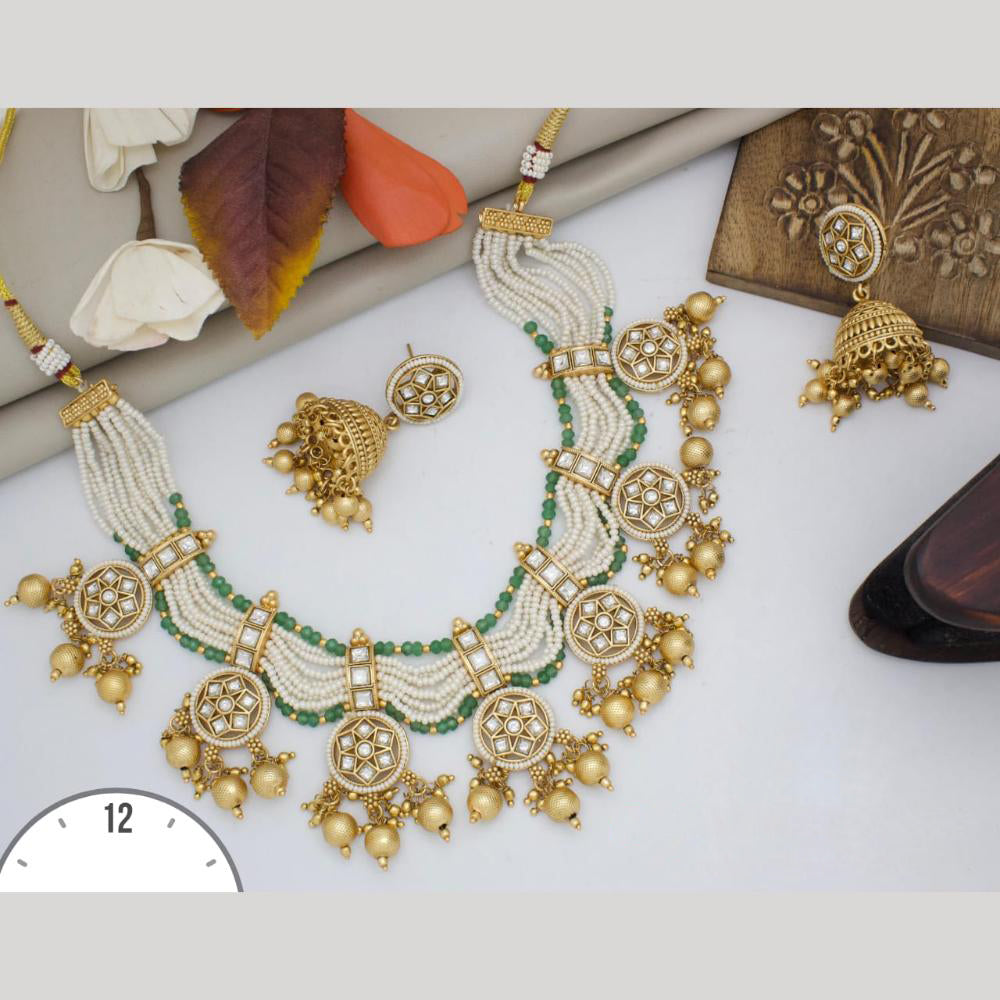 Manisha Jewellery Gold Plated Kundan Stone Necklace Set