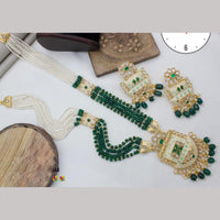 Manisha Jewellery Gold Plated Crystal Stone And Pearls Meenakari Long Necklace Set
