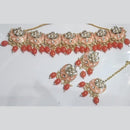 Manisha Jewellery Gold Plated Kundan Stone And Beads Choker Meenakari Necklace Set
