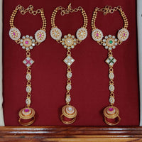Manisha Jewellery Gold Plated Pota Stone And Pearls Hand Harness