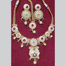 Manisha Jewellery Gold Plated Pota Stone And Pearls Meenakari Necklace Set