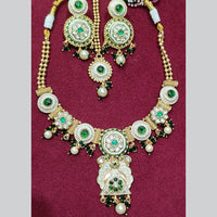 Manisha Jewellery Gold Plated Pota Stone And Pearls Meenakari Necklace Set