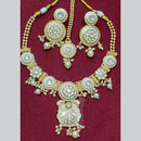 Manisha Jewellery Gold Plated Pota Stone And Pearls Meenakari Necklace Set