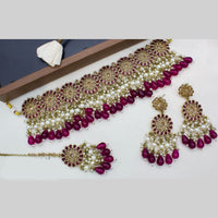 Manisha Jewellery Gold Plated Crystal Stone And Pearls Choker Necklace Set