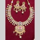 Manisha Jewellery Gold Plated Pota Stone And Meenakari  Necklace Set