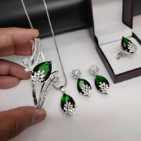 Manisha Jewellery Silver Plated American Diamond  Combo Set