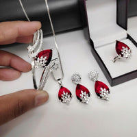 Manisha Jewellery Silver Plated American Diamond  Combo Set