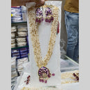 Manisha Jewellery Gold Plated Kundan Stone And Meenakari Long Necklace Set