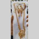 Manisha Jewellery Gold Plated Pota Stone And Pearls Meenakari Long Necklace Set