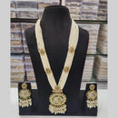 Manisha Jewellery Gold Plated Pota Stone And Pearls Long Necklace Set