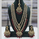 Manisha Jewellery Gold Plated Crystal Stone And Beads Multi Layer Long Necklace Set
