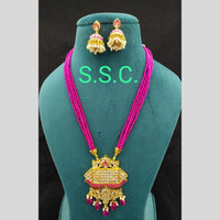 Manisha Jewellery Gold Plated Kundan Stone And Pearls Long  Necklace Set
