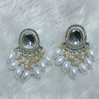 Manisha Jewellery Gold Plated Kundan Stone And Beads Dangler Earrings