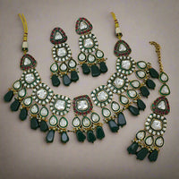 Manisha Jewellery Gold Plated Pota Stone And Pearls Meenaakri Necklace Set