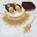 Manisha Jewellery Gold Plated Pota Stone And Beads Choker Necklace Set