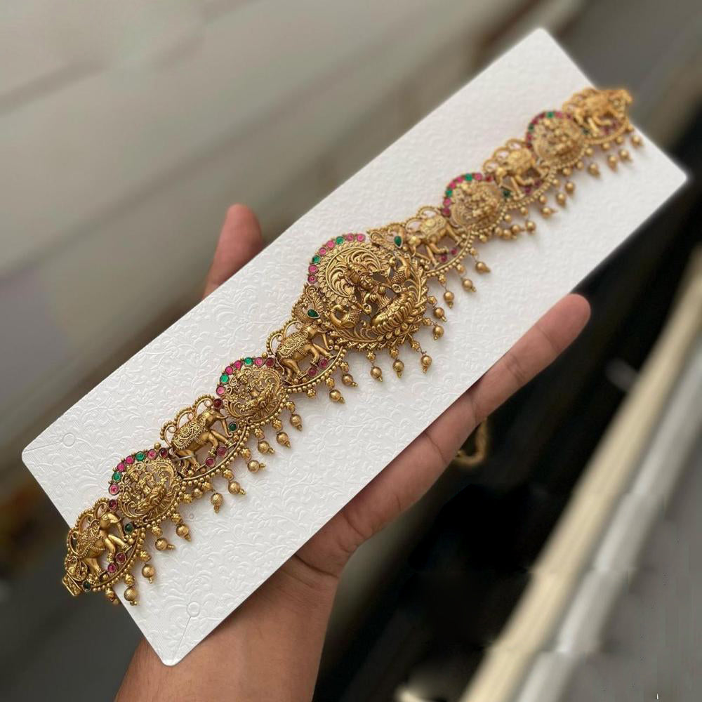 Manisha Jewellery Gold Plated Pota Stone Temple Kamarbandh