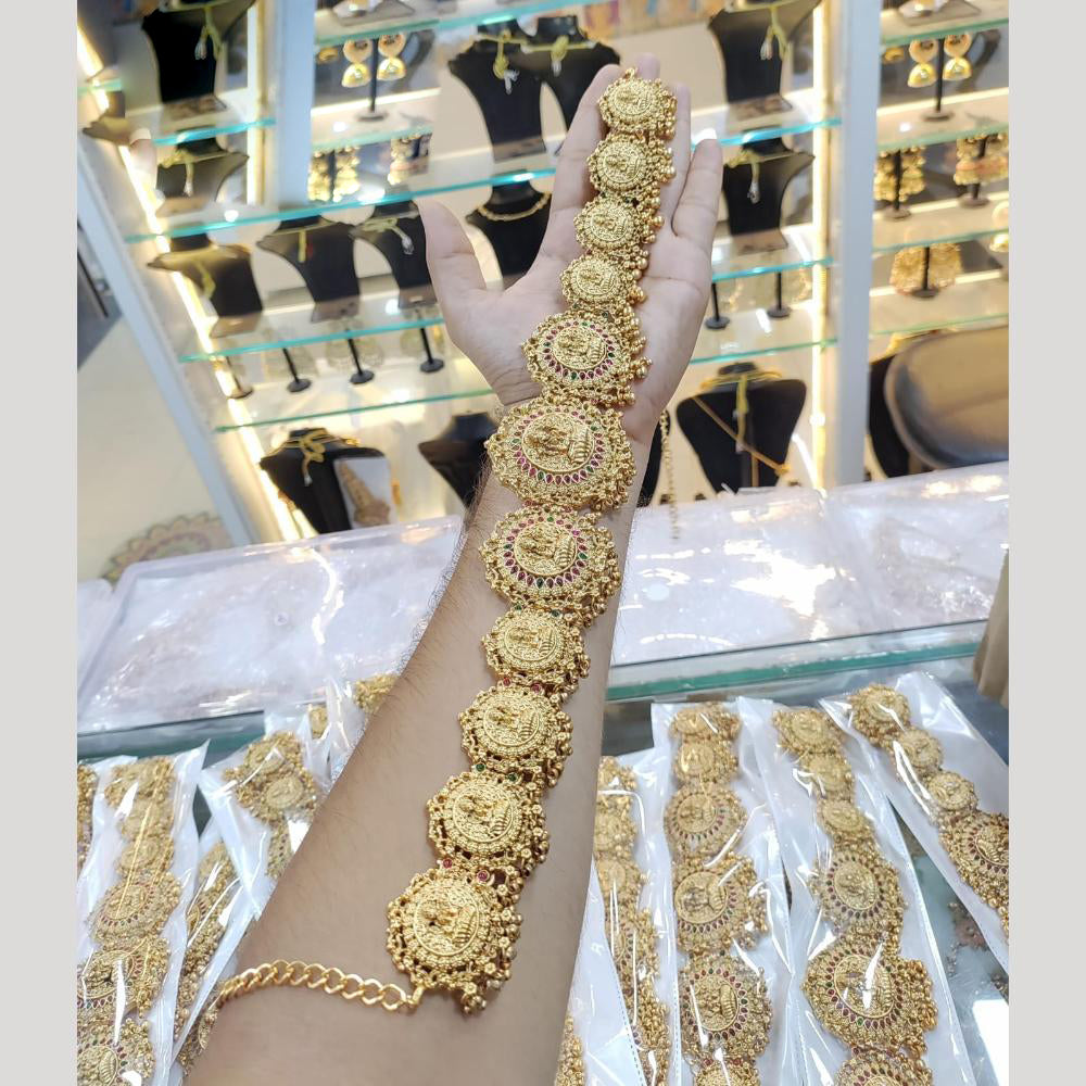 Manisha Jewellery Gold Plated Pota Stone Temple Kamarbandh