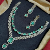 Manisha Jewellery Silver Plated American Diamond Necklace Set