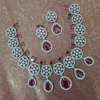 Manisha Jewellery Silver Plated American Diamond Necklace Set