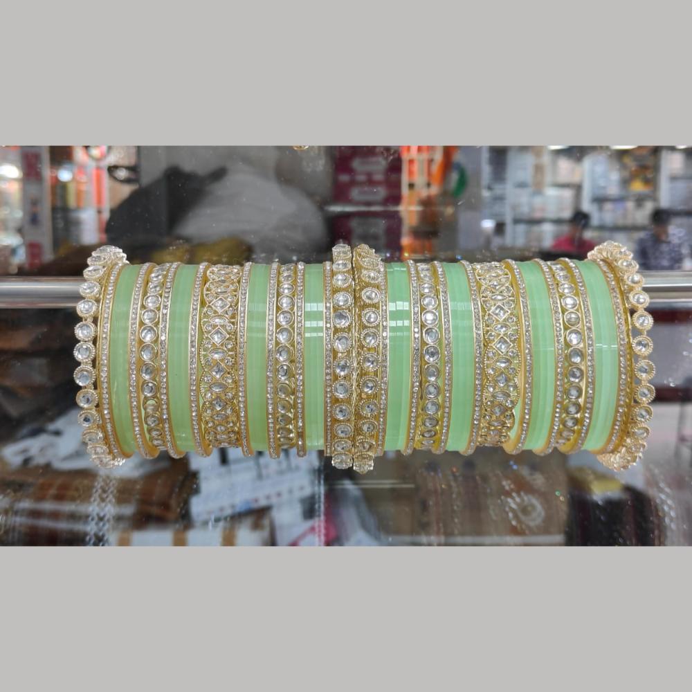 Manisha Jewellery Gold Plated Kundan Stone And Austrain Stone Acrylic Bangles Set