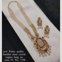 Manisha Jewellery Gold Plated Kundan Stone And Pearl Long Necklace Set