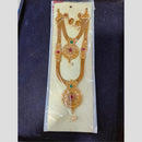 Manisha Jewellery Gold Plated Pota Stone And Pearl Double Necklace Set