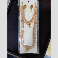 Manisha Jewellery Gold Plated Pota Stone And Pearl Double Necklace Set