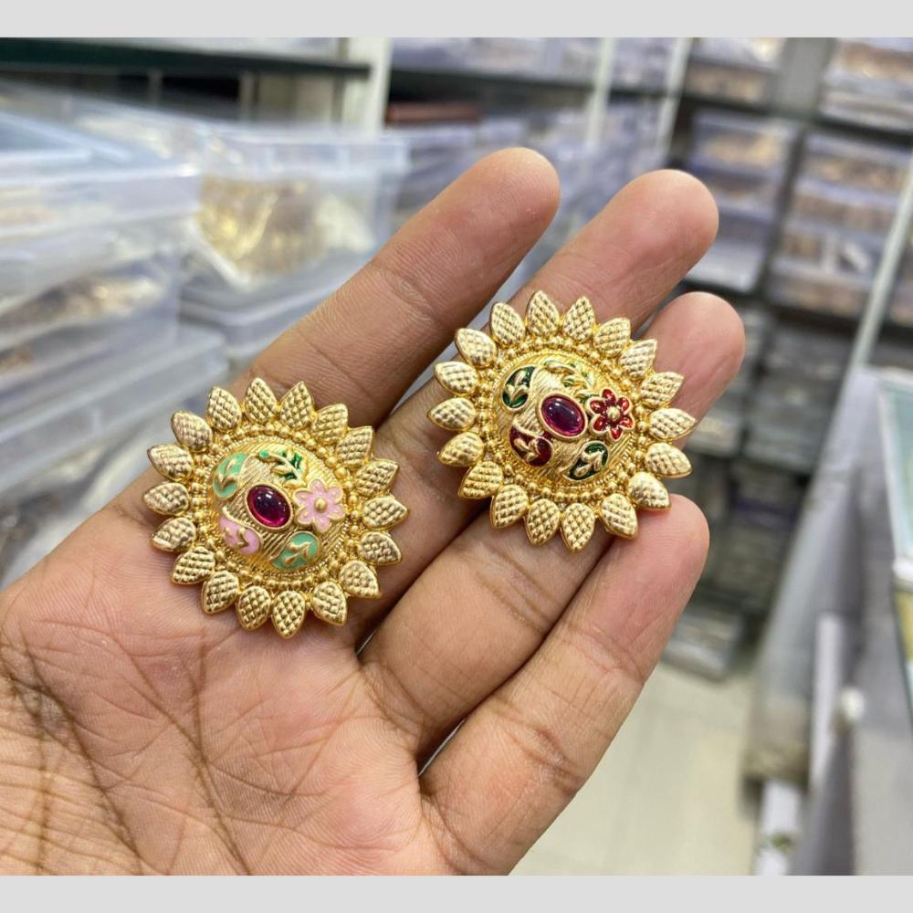 Manisha Jewellery Gold Plated Pota Stone Meenakari Ring